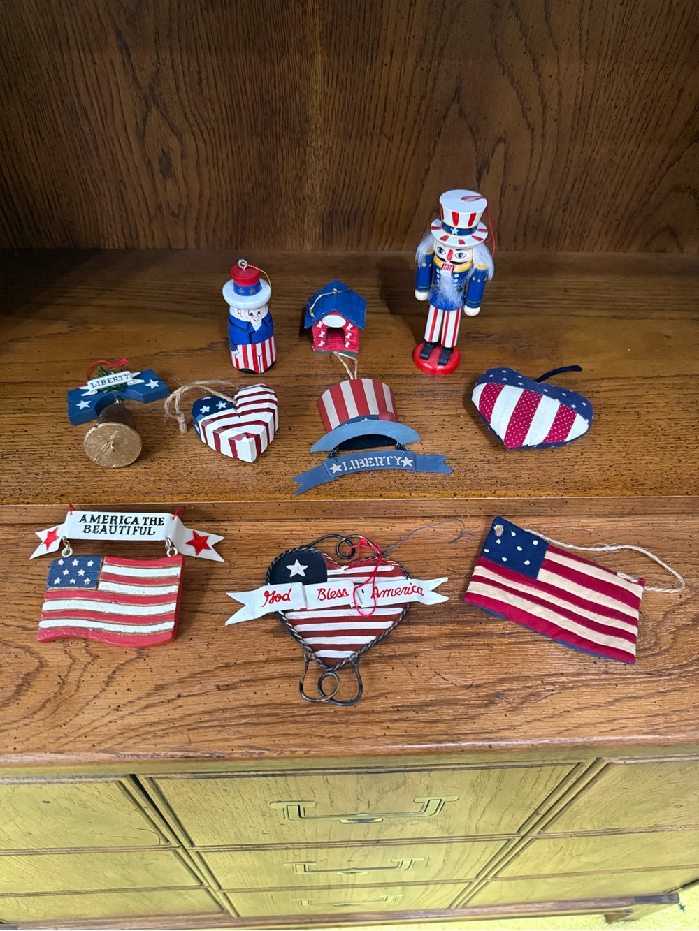 Lot of 10 America Patriotic Ornaments - Red, White & Blue